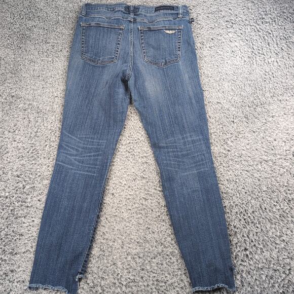 Rock & Republic Jeans Women 14 Blue Straight Leg Distressed Mid Rise Stretch - Picture 2 of 10